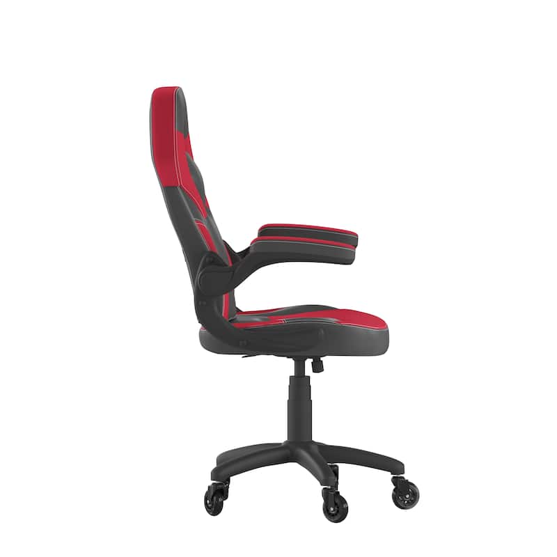 Office Gaming Chair with Skater Wheels & Flip Up Arms - LeatherSoft