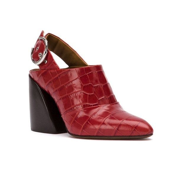 Chloé Women's Leather Croco Embossed Slingback Mule Pumps Red. Opens flyout.