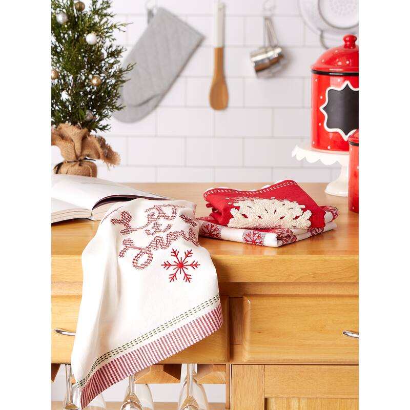 DII Santa Chef Clause Kitchen, Let It Snow Dishtowel Set of 3