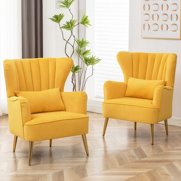 Yellow wingback accent chair sales