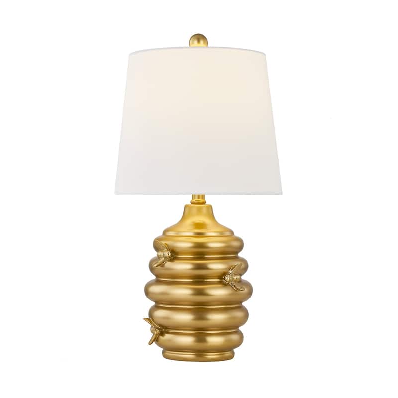 20"H Gold Resin Honeycomb Table Lamp With Shade - 11" x 11" x 20"