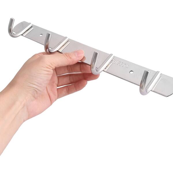 Shop Home Bathroom Stainless Steel Wall Mounted 4 Hooks Jacket Rack Silver Tone Silver Tone On Sale Overstock 28803318