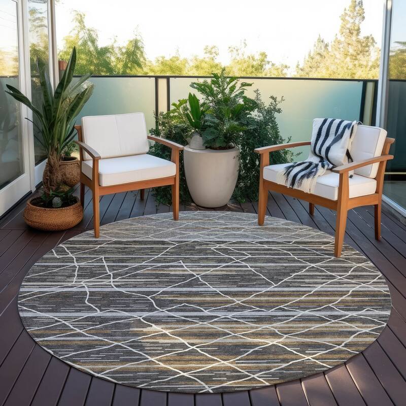Machine Washable Indoor/ Outdoor Modern Global Chantille Rug
