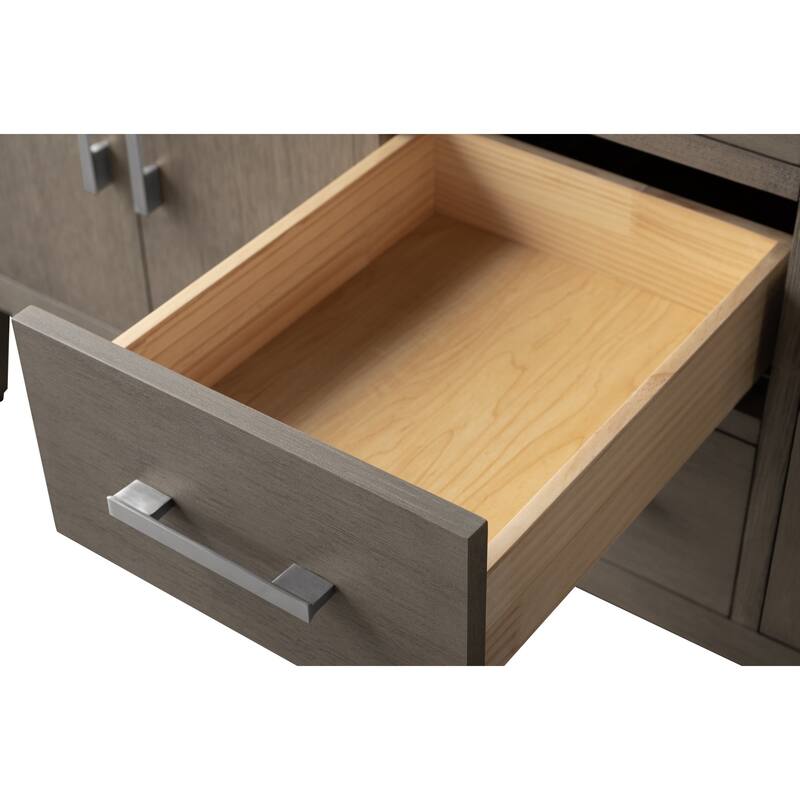 Vanity Art 60" Double Sink Bathroom Vanity Cabinet with Engineered Marble Top