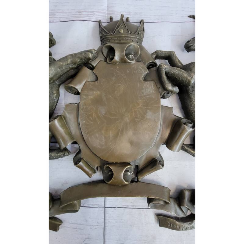 Royal Family Crest Coat Of Arms Lion Unicorn Crown Shield Bronze Wall Plaque Art 13 Inches X 18 Inches