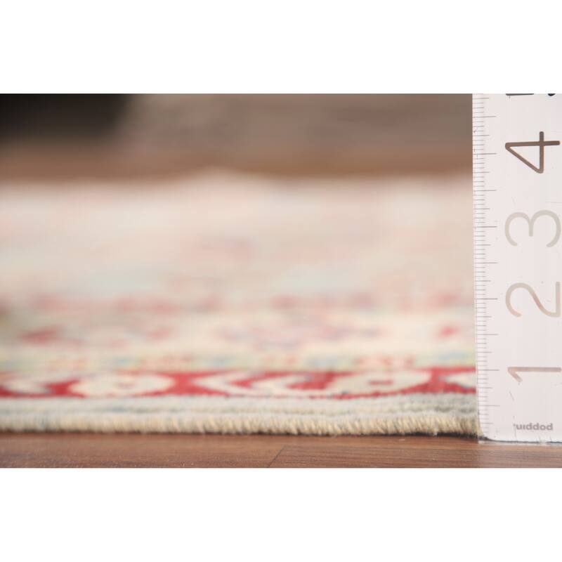 Geometric Kazak Area Rug Bedroom Handmade Wool Carpet - 5'1" x 6'10"