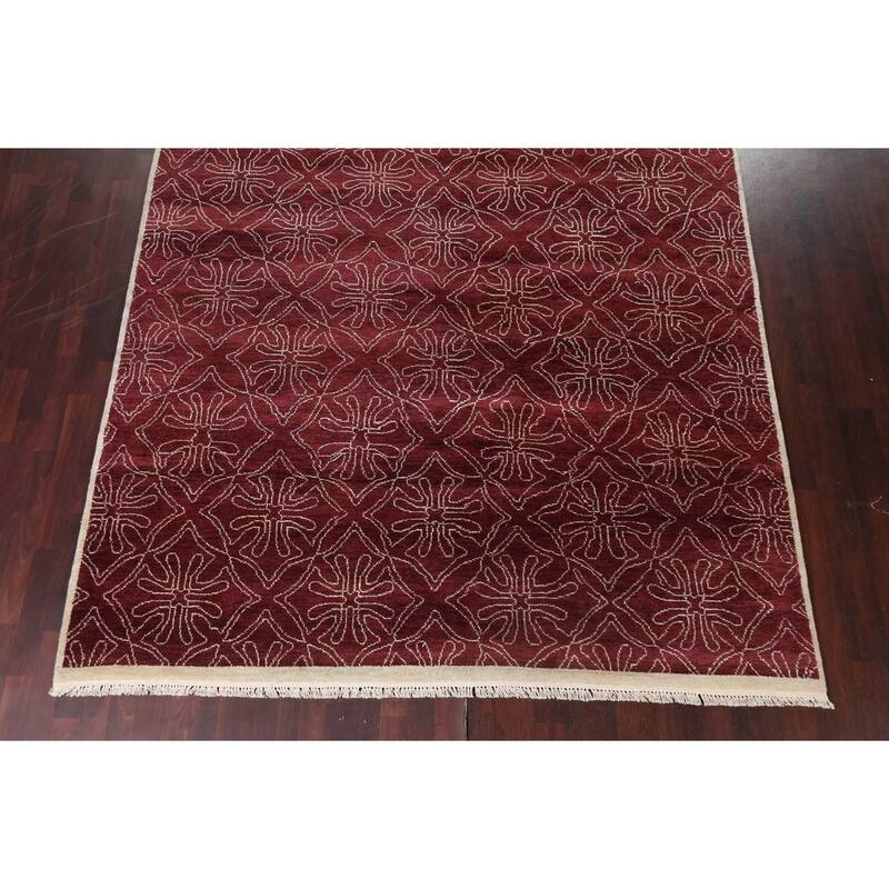 Red Art & Craft Oriental Living Room Area Rug Hand-knotted Wool Carpet - 7'11" x 9'10"