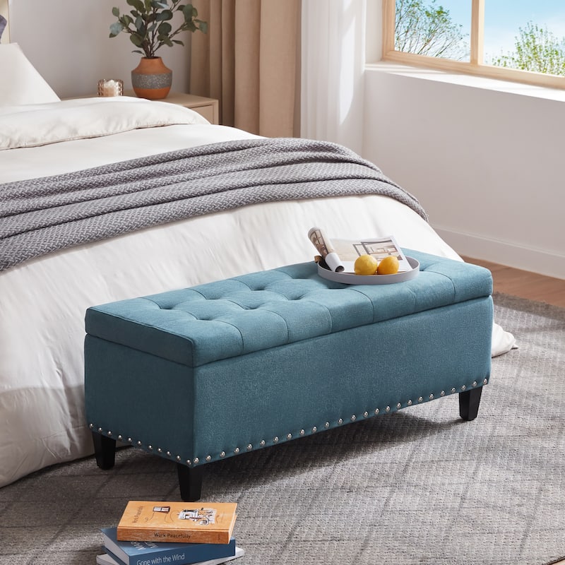 Button-Tufted Storage Ottoman Bench for Bedroom, Living Room 41"W x 16"D x 16"H