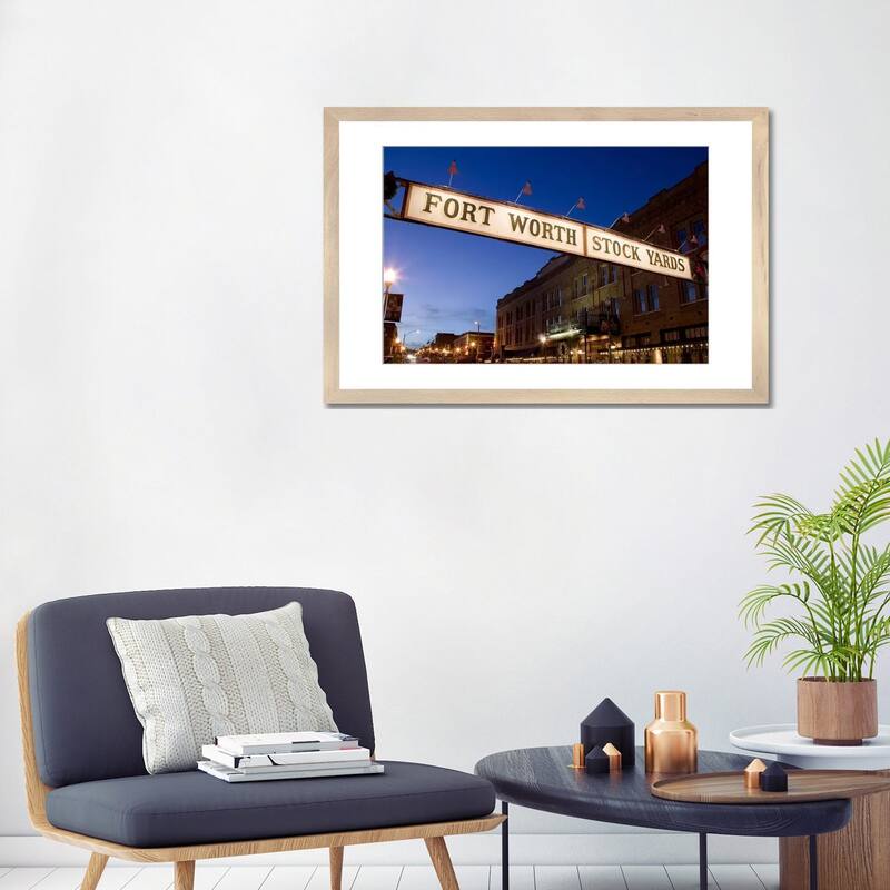 iCanvas "Signboard over a road at dusk, Fort Worth Stockyards, Fort Worth, Texas, USA" by Panoramic Images