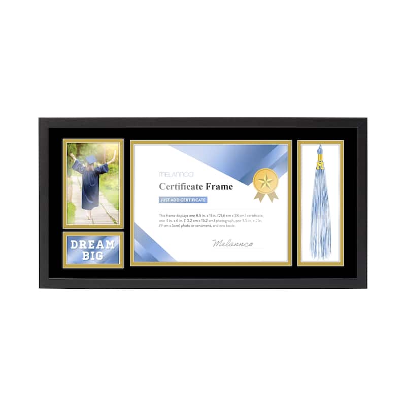 Melannco Black 4-Opening Diploma Frame, 23X12 Inch