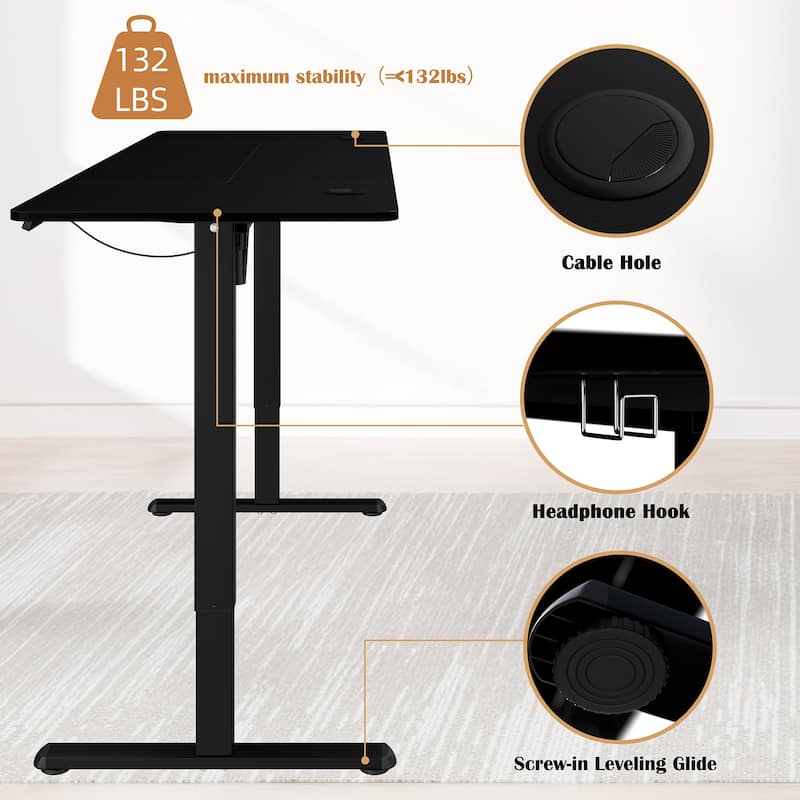 Electric Standing Desk, Height Adjustable Desk with Memory Preset and LED Display