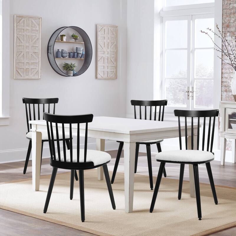 Solid Wood Spindle Back Windsor Dining Chairs Set of 2 - 33.3"H x 17.72"W x 19.7"D