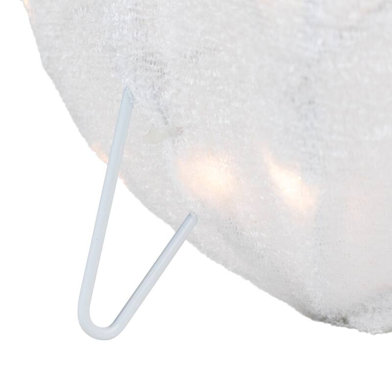 24" Lighted White Green Chenille Snowman Outdoor Christmas Decoration