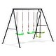 preview thumbnail 2 of 7, Swing Sets for Backyard 550LBS 3 Seat, Swingset Outdoor for Kids, Swing Set with Glider, 2 Blet Swings