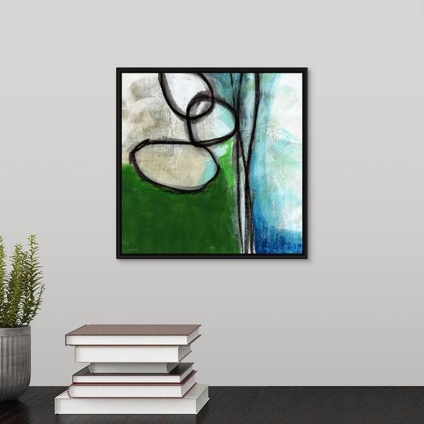 Shop Green And Blue Abstract Black Float Frame Canvas Art