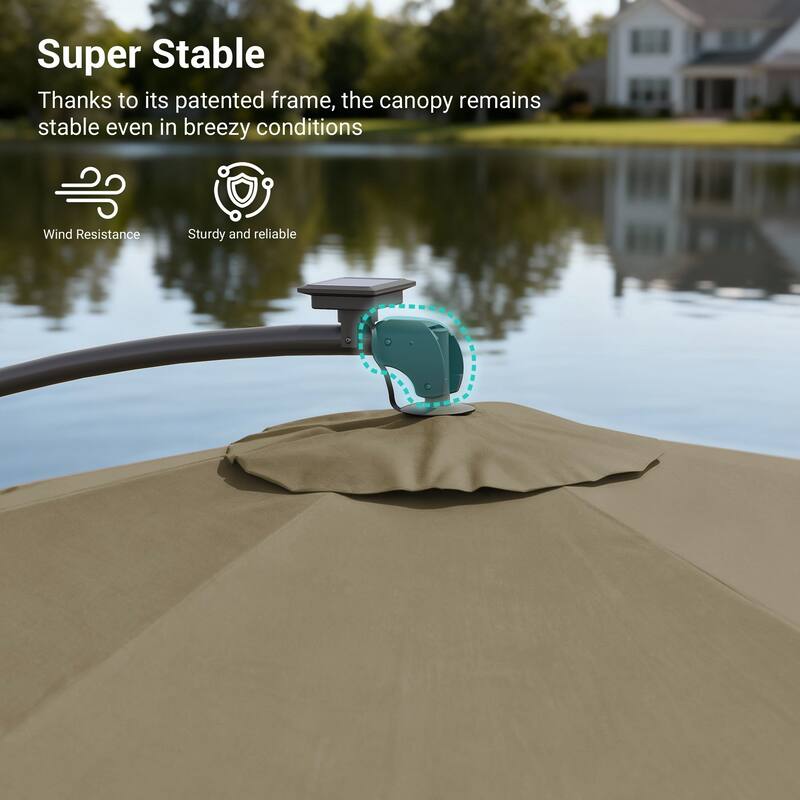 Sonkuki Outdoor 8.2x8.2FT LED lighted Patio Offset umbrella for Garden