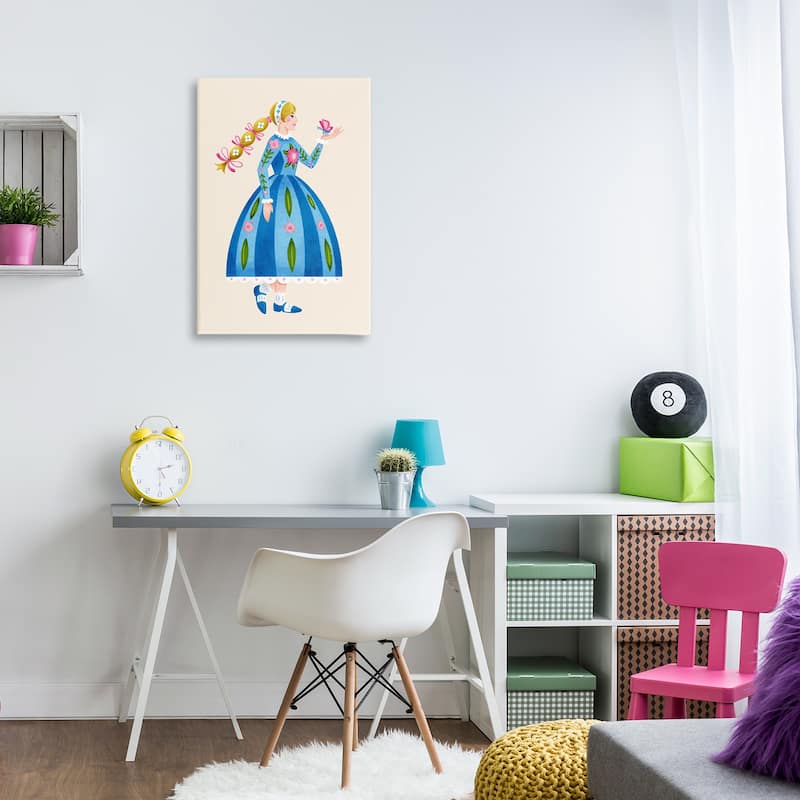 Stupell Blonde Folk Girl & Butterfly Canvas Wall Art Design By Hannah Moren