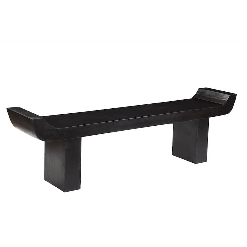 Mango Wood Long Bench Black Finish- ST - Black Stained Finish