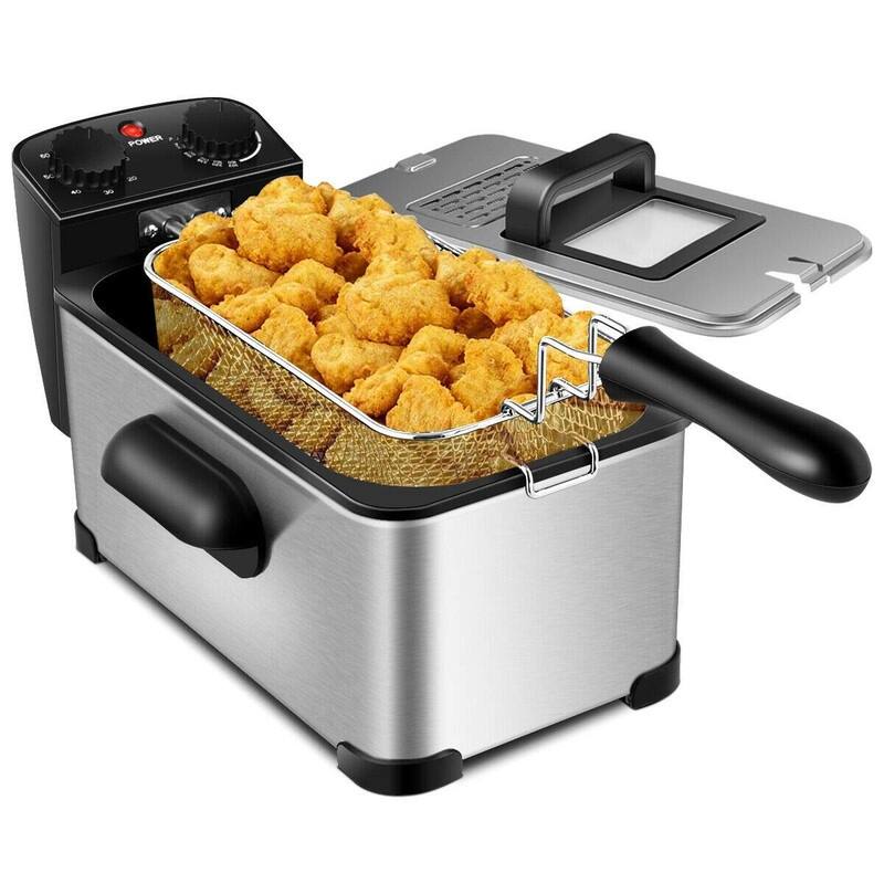 Deep Fryer with Basket, Stainless Steel Electric Oil Fryer - 3.2Qt