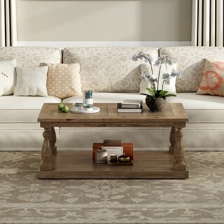 Rustic Floor Shelf Coffee Table with Storage - Bed Bath & Beyond - 35893005