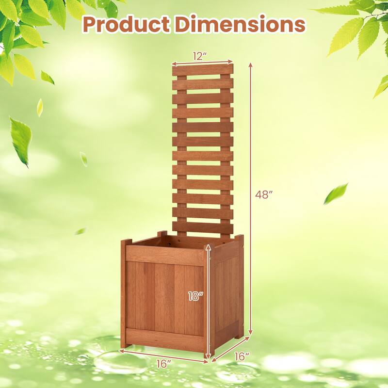 Solid Wood Raised Garden Bed with Trellis Planter Box for Vegetables Flowers Herbs Outdoor Indoor Vertical Planter
