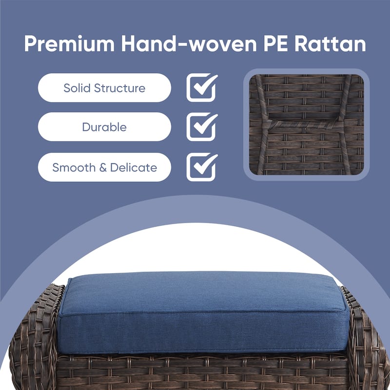 Outdoor PE Sofa Chair with Ottmans and Coffee Table