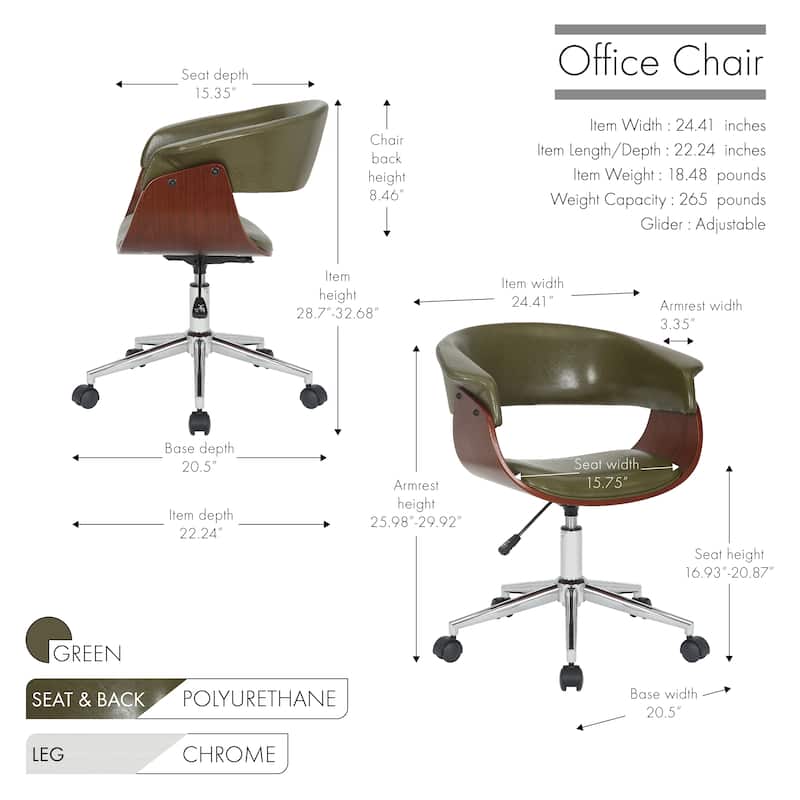 Carson Carrington Sauoarkrokur Faux Leather Office Chair with Chrome Base