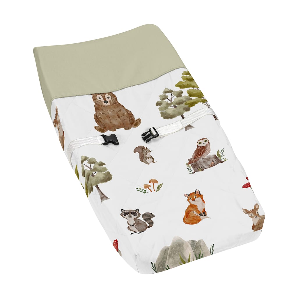 Sweet Jojo Designs Woodland Forest Animals Boy Girl Gender Neutral Unisex Changing Pad Cover Friend Bear Fox Hedgehog Watercolor