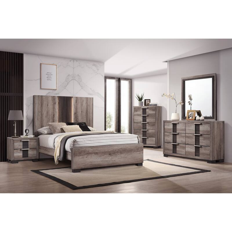 1pc Nightstand Two Drawers Metal knobs