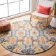 preview thumbnail 5 of 12, SAFAVIEH Handmade Trace Idelette Geometric Wool Rug 4' Round - Grey/Blue - Round