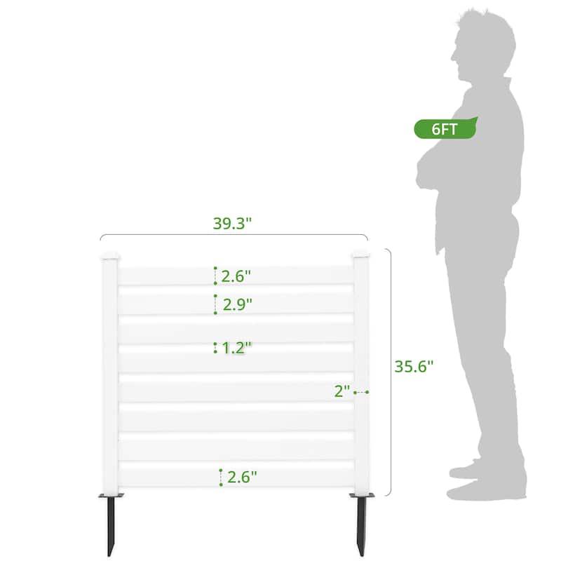 Courtyard Privacy Fence No Pit Digging Type, More Convenient For Outdoor Installation,2,4-Panel - 39.3 in. W x 35.6 in. H