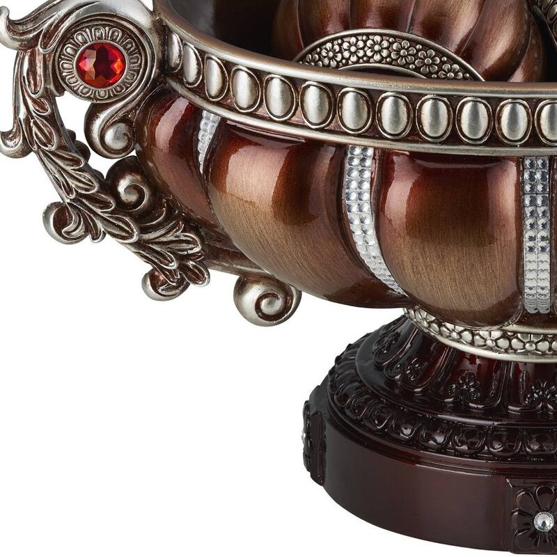 HomeRoots 9" Reddish Bronze And Silver Polyresin Decorative Bowl With Orbs - 7.75' X '8.75' X '16.25