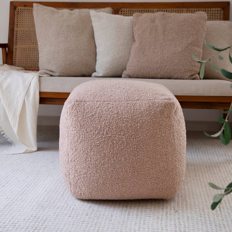 Sevita Solid Mid-Century Hand-Woven Square Pouf