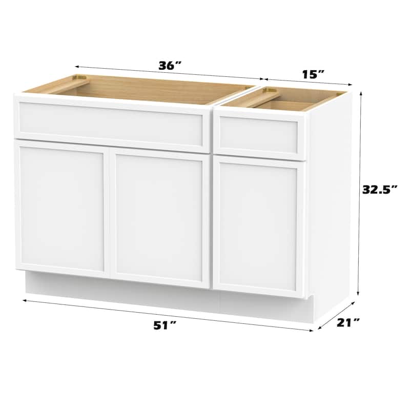 Vanity Art 51" Birch Freestanding Bathroom Vanity Cabinet without Top
