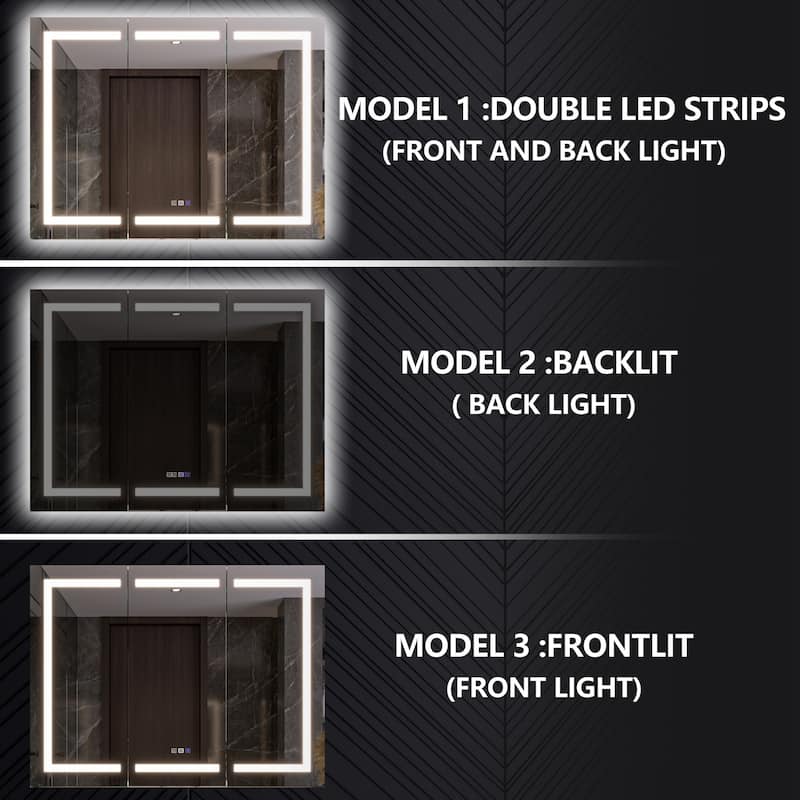 Modland 48"-72"W x 36"H Lighted Bathroom Medicine Cabinet with Backlit & Frontlit Modes,Anti-Fog