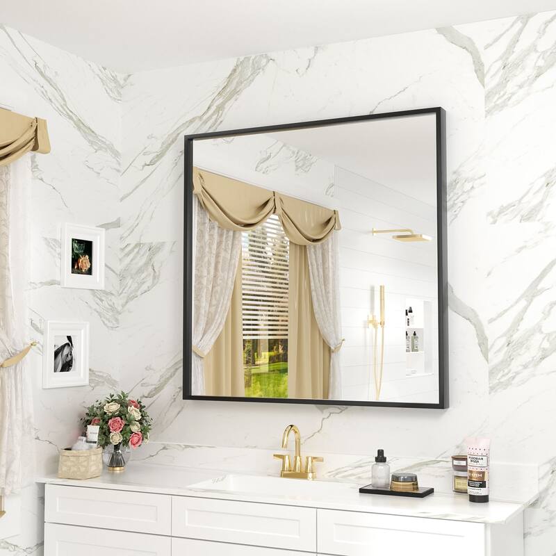 Aluminum Alloy Framed French Cleat Mounted Tempered Glass Wall Vanity Mirror