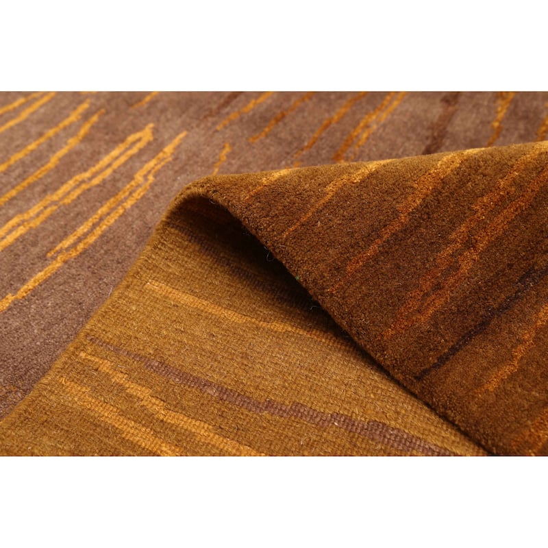 ECARPETGALLERY Hand-knotted Opulence Brown Silk, Wool Rug - 5'1 x 8'0