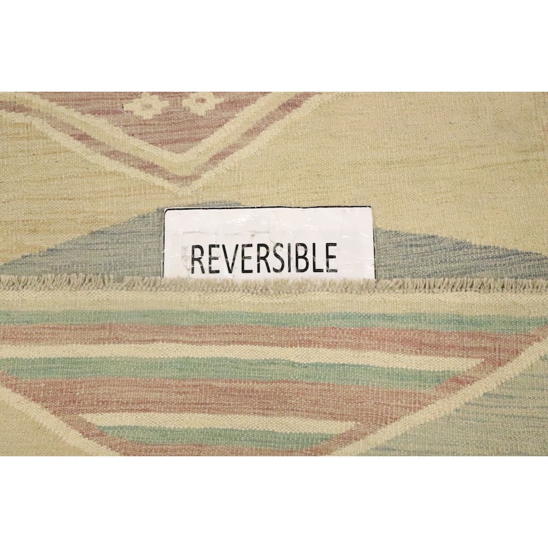 Hand Woven Oriental 100% Wool Carpet Southwestern Modern Beige & Ivories Kilim Area Rug - 4' 9'' X 3' 3''
