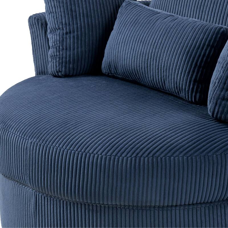 Indoor Corduroy Swivel Chair with Pillows