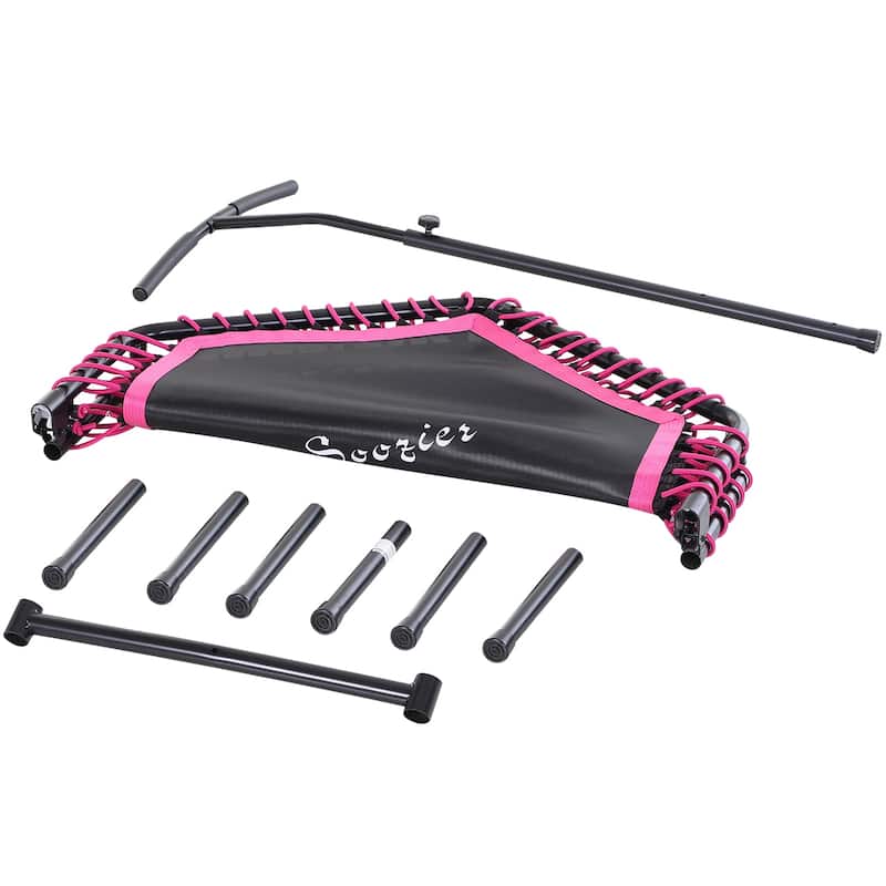 Soozier Portable & Foldable Small Exercise Trampoline with 3-Level Adjustable T-Bar, Great for Adults Working Out