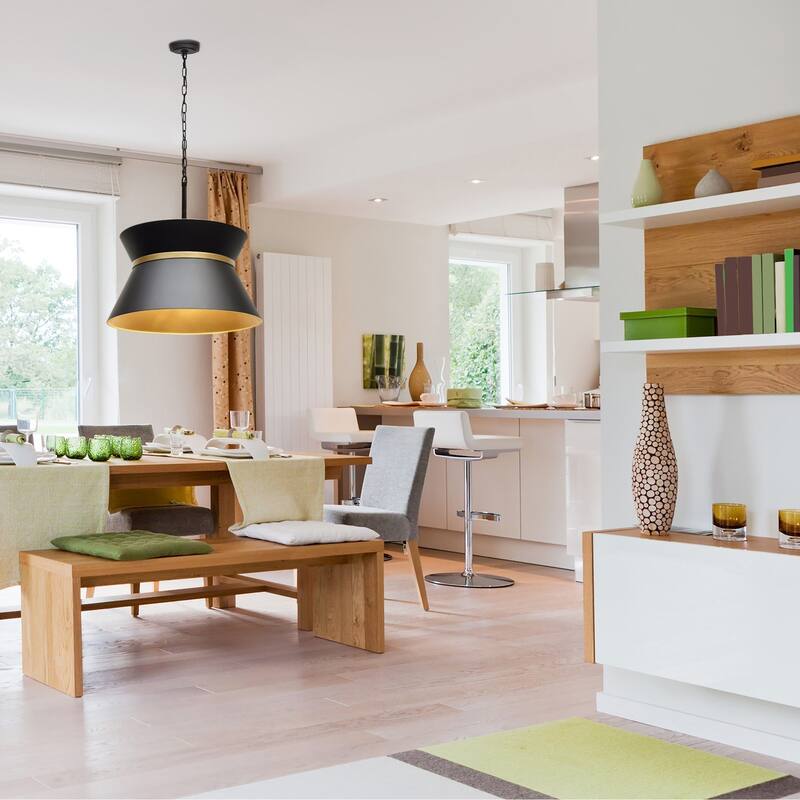 Mad Hatter Black and Gold 4-Light 24" Diameter Pendant - N/A