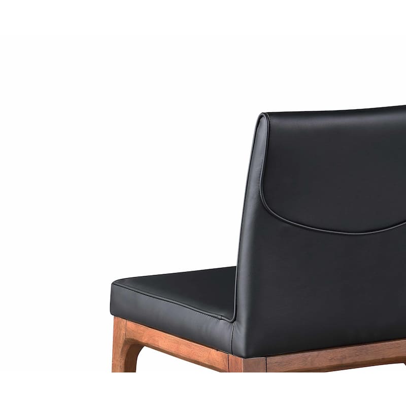 Somette Emily Low-Back Counter Stool with Wood Base and Black Upholstery - N/A