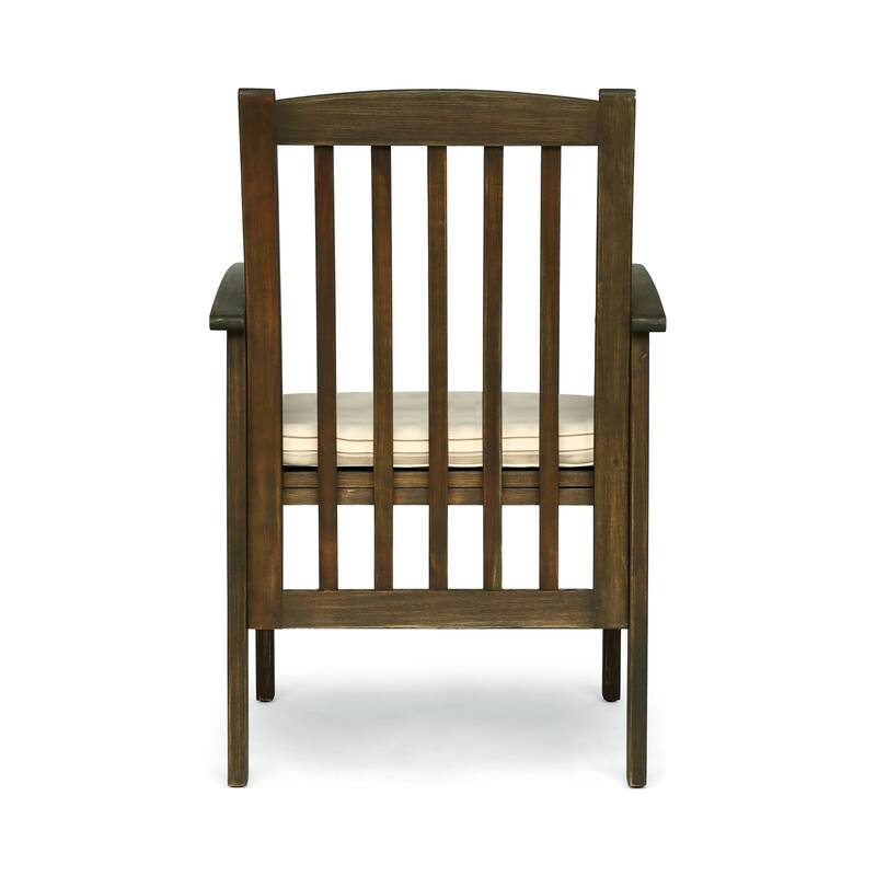 Roomfitters 2-Piece Acacia Wood Dining Chairs with Water-Resistant Cushions, Rustic Modern Outdoor Seating