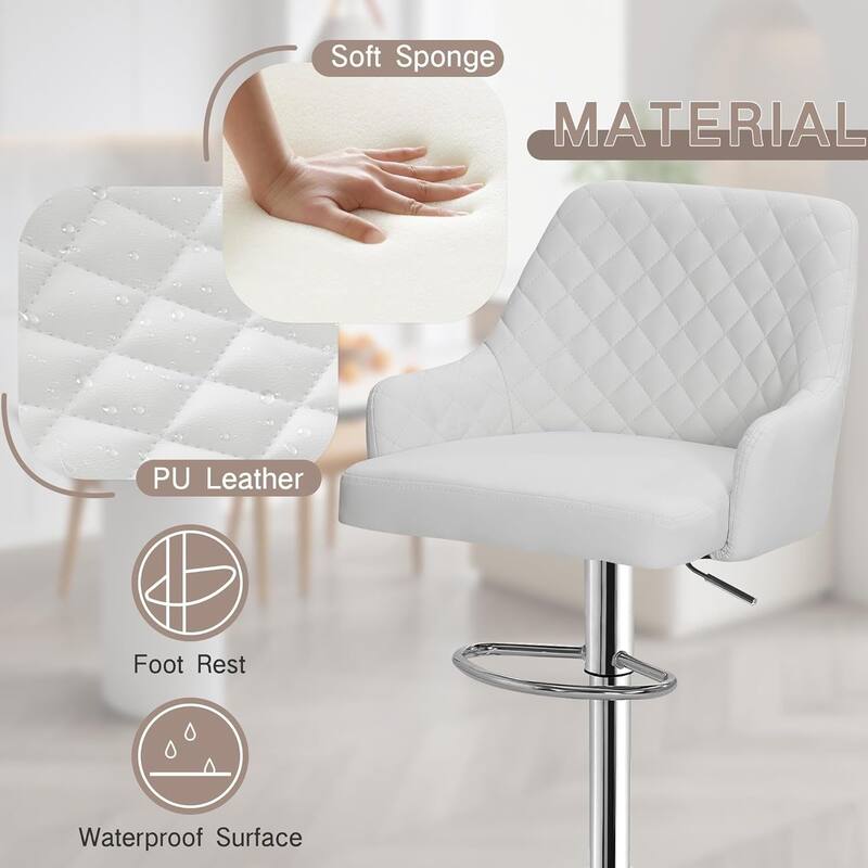 VECELO 2 Pack/4 Pack Modern PU Leather Swivel Bar Stools with Adjustable Height and Footrest for Kitchen Island Living Room