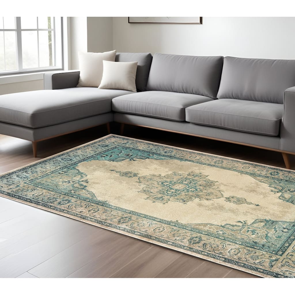 HomeRootsOriental Bohemian Rectangle Area Rug - 153.54' X '118.11' X '0.32