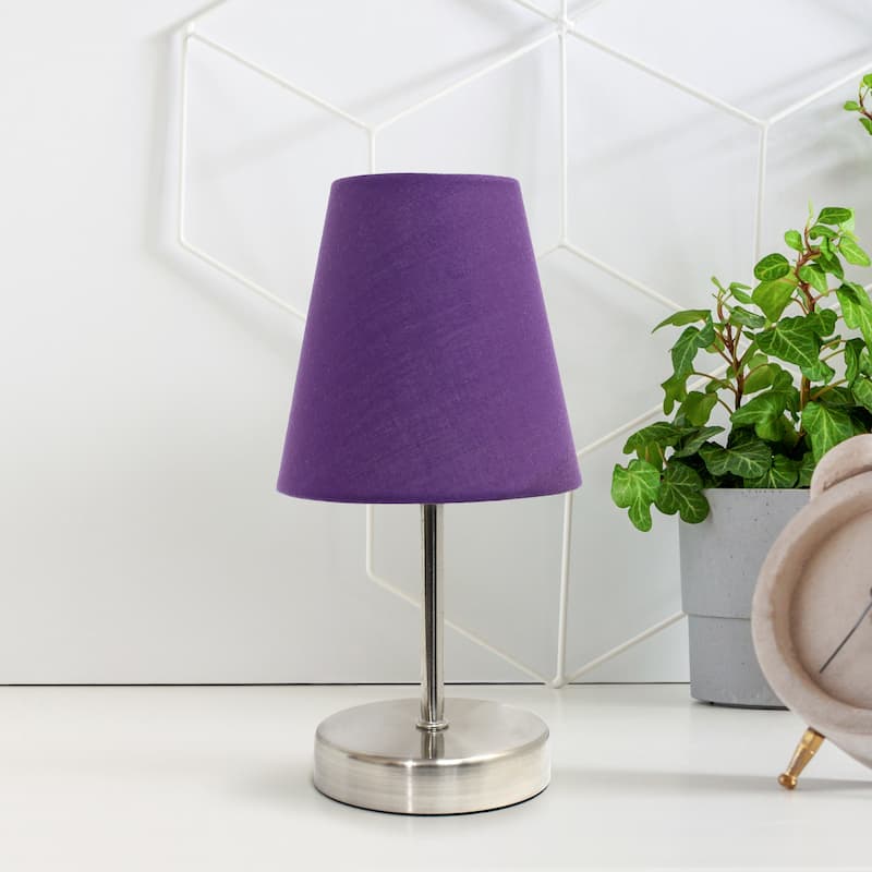 10.5" Petite Metal Stick Lamp in Sw Nickel w Fabric Shade