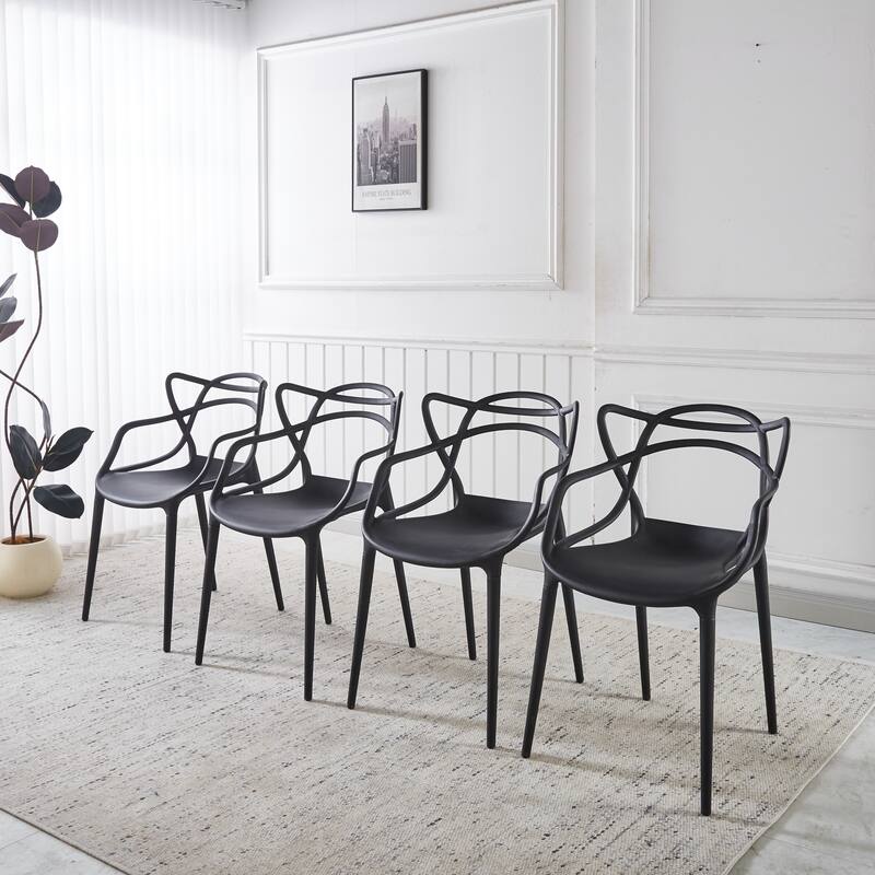 Plastic Dining Chairs Set of 4, Transparent Design Modern Kitchen Office