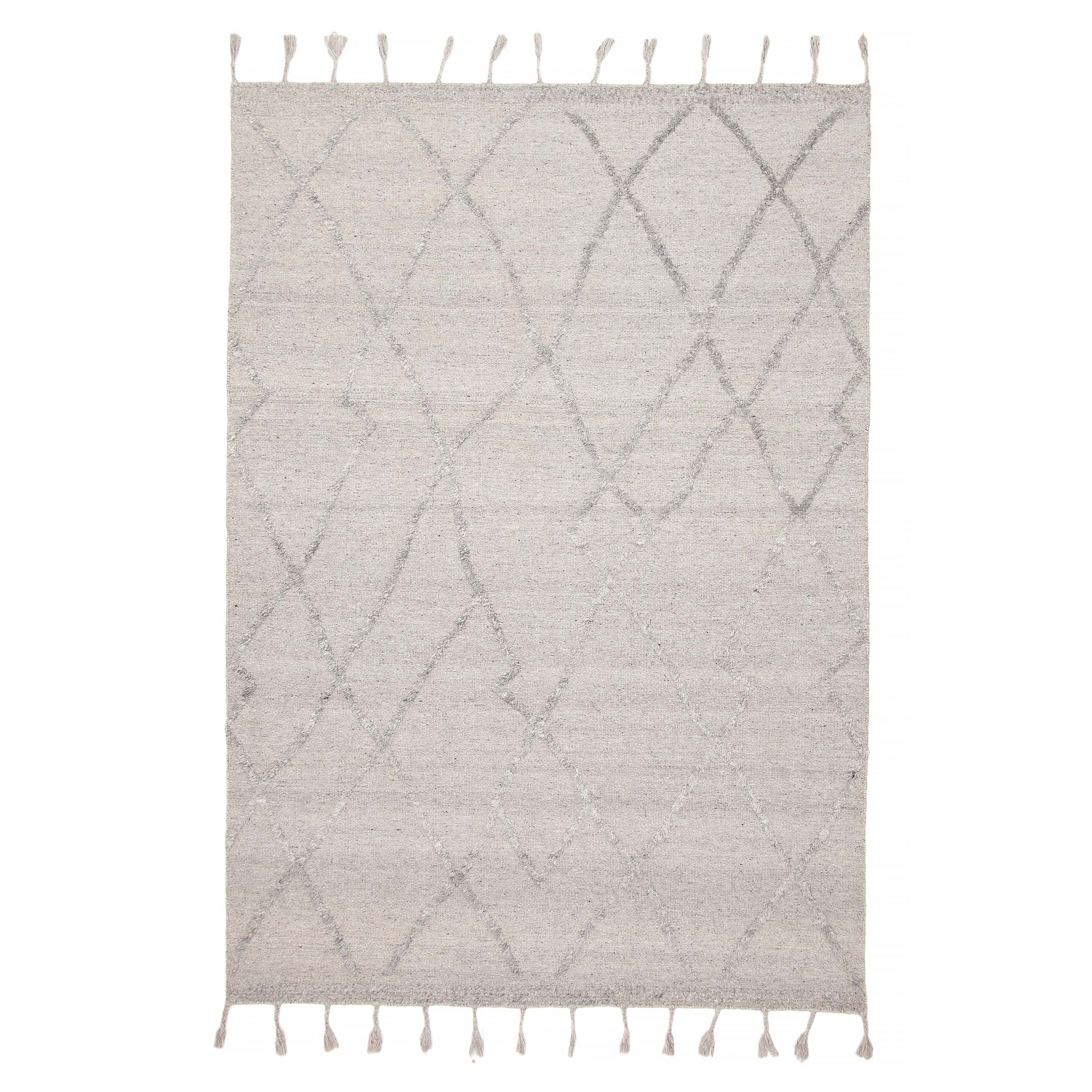 ECARPETGALLERY Flat-Weave Ankara FW Light Grey Wool Kilim - 5'3 x 7'9