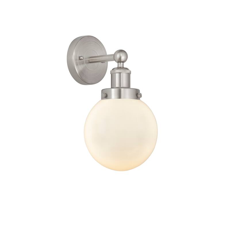 Innovations Lighting 616-1W-10-7 Beacon Sconce Beacon 10" Tall Wall - Brushed Satin Nickel / Matte White