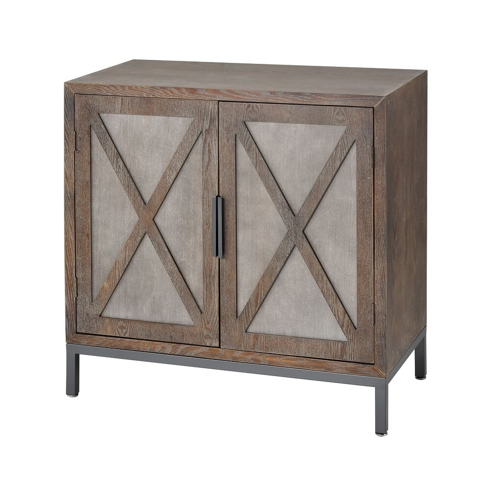 Elk Home Great Platte 2-Door Cabinet (Concrete, Medium Oak Veneer)
